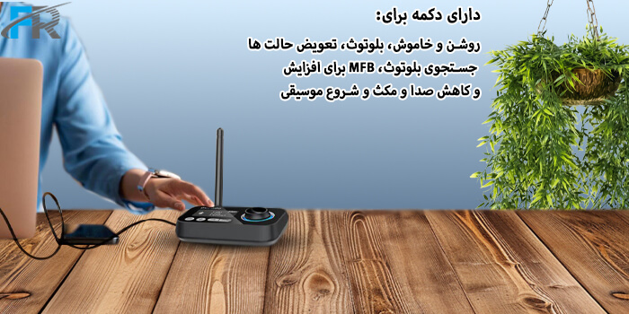 دارای دکمه برای: روشن و خاموش، بلوتوث، تعویض حالت ها، جستجوی بلوتوث، MFB برای افزایش و کاهش صدا و مکث و شروع موسیقی