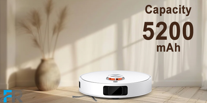 جارو شارژی هوشمند شیائومی مدل Xiaomi Robot Vacuum X20 Pro با ظرفیت باتری 5200 میلی آمپر ساعت قادر است با یکبار شارژ کامل 120 متر مربع را تی بکشد