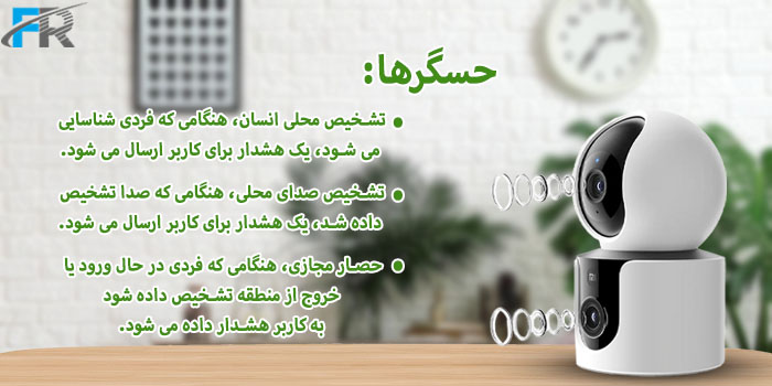 دوربین مداربسته هوشمند شیائومی مدل C300 Dual دارای حسگرهای: تشخیص محلی انسان، صدای محلی و حصار مجازی
