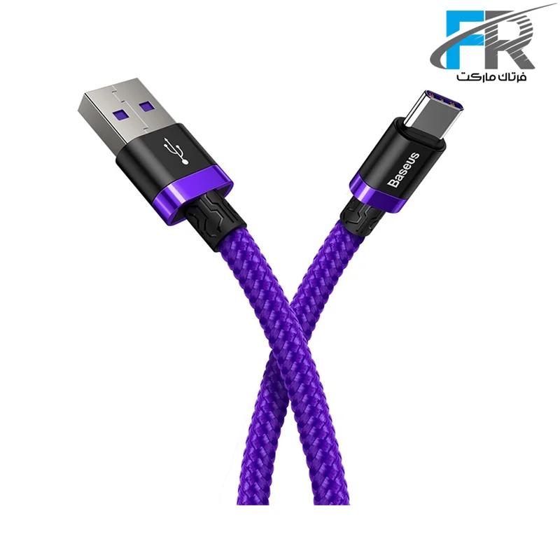 کابل تبدیل USB به Type-C باسئوس مدل Purple Gold Red Flash CATZH-A طول 1 متر