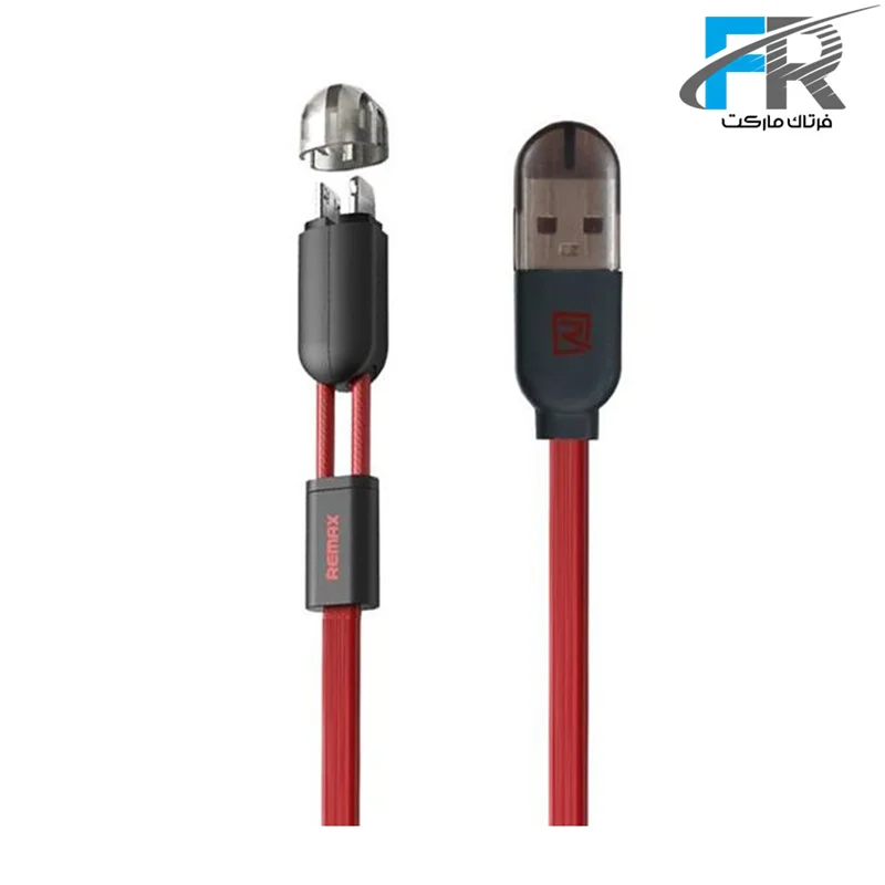 کابل تبدیل USB به microUSB و لایتنینگ ریمکس مدل RC-025t طول 1 متر